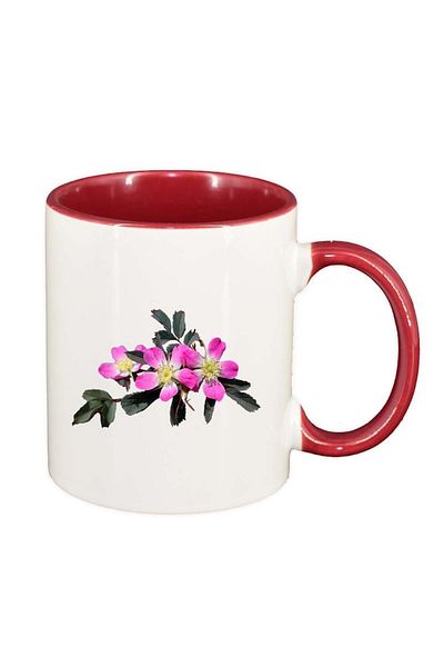 INOVATIX Personalized white mug, Flowers, red interior, D966, INOVATIX®. 330ml