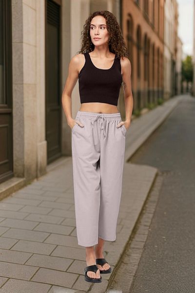 Malerind Capri Tracksuit Hambez Comfortable Fit Summer Elastic Waist Linen Look