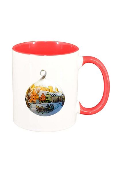 INOVATIX Personalized white mug, Christmas, red interior, D171, INOVATIX®. 330ml