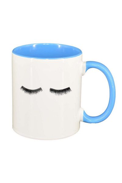 INOVATIX Personalized white mug, Eyelashes, blue interior, D1019, INOVATIX®. 330ml