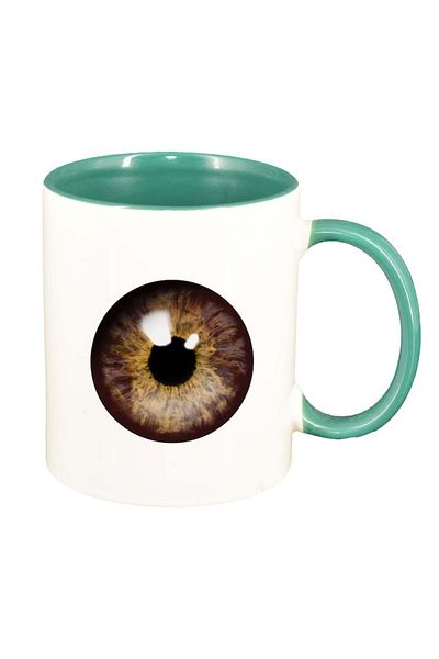 INOVATIX Cană albă personalizată, Eyeball, interior verde, D300, INOVATIX®. 330ml