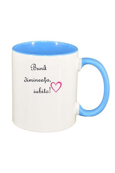 INOVATIX Personalized white mug, Good morning..., blue interior, D1030, INOVATIX®. 330ml