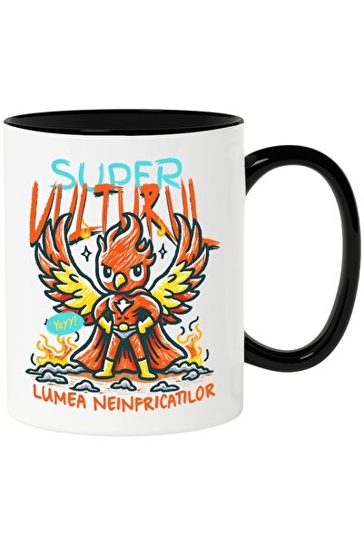 INOVATIX Персонализирана бяла чаша, Super Eagle-World of the Fearless, с черн...