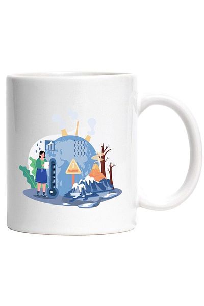 INOVATIX Personalized white mug, Global Warming, Temperature, Planet, Trees, INOVATIX®. 330ml