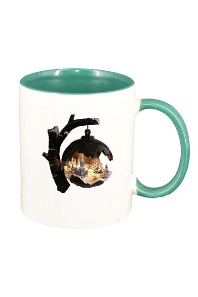 INOVATIX Cana alba personalizata, Iarna, interior verde, D251, INOVATIX®. 330ml