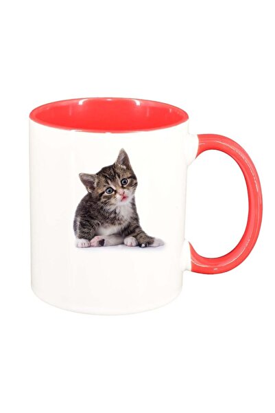 INOVATIX Персонализирана бяла чаша, Котка, червена вътрешност, D425, INOVATIX...