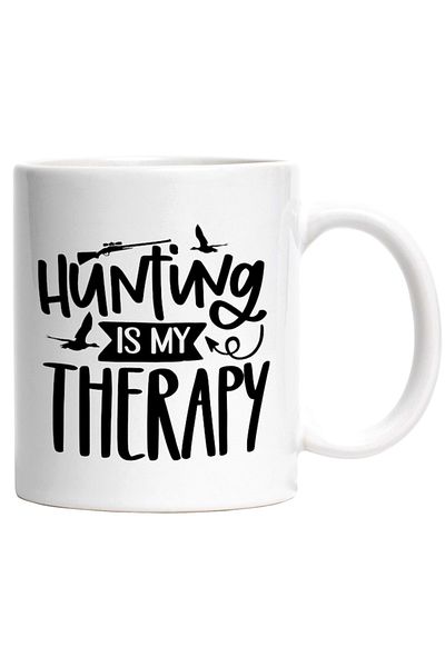 INOVATIX Personalized white mug, Hunting is my therapy, INOVATIX®. 330ml