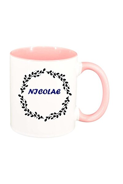 INOVATIX Cana alba personalizata, Nume, interior roz, D1091, INOVATIX®. 330ml