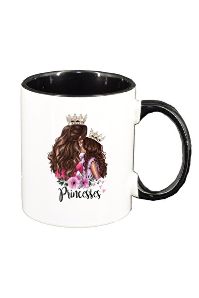 INOVATIX Cana alba personalizata, Princess, Mama Copil, Fetita, interior negr...