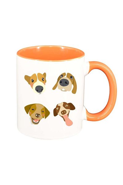 INOVATIX Personalized white mug, Dogs, orange interior, D968, INOVATIX®. 330ml