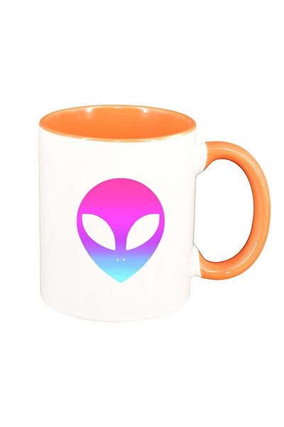 INOVATIX Personalized white mug, Alien, orange interior, D365, INOVATIX®. 330ml