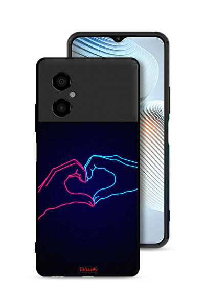 Tolwak Xiaomi Poco M4 5G Protective Case Cover Touching Hand Making Heart