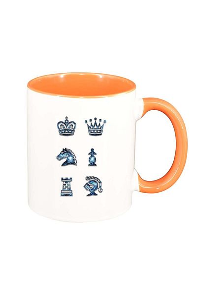 INOVATIX Personalized white mug, Chess figures, orange interior, D975, INOVATIX®. 330ml