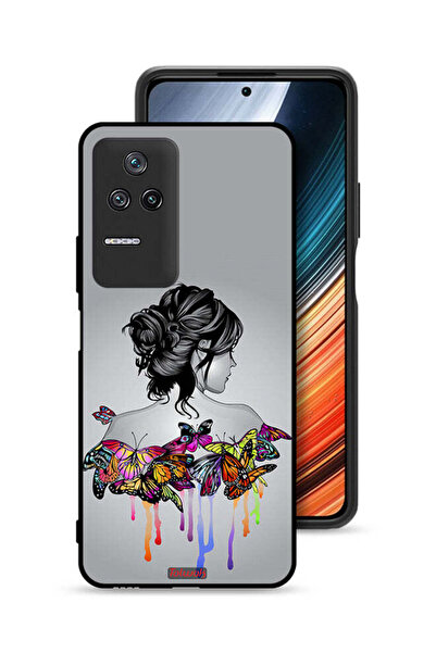 Tolwak Xiaomi Poco F4 Protective Case Cover Butterflies And Girl Abstract Art