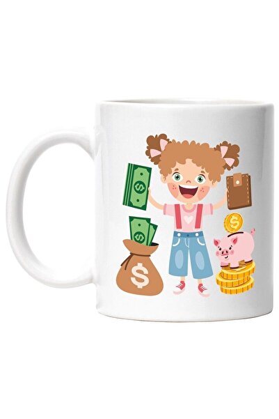 INOVATIX Cana alba personalizata, Bani, Monede, Porc, Saculet, Portofel, Copi...