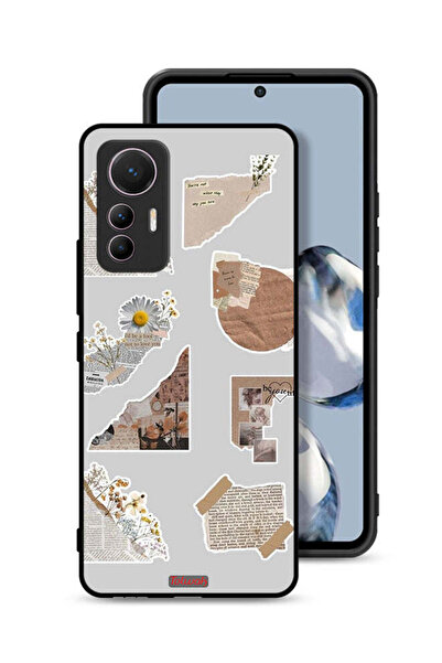 Tolwak غطاء حماية لهاتف شاومي 12 لايت مصنوع من قطع من الملصقات الورقية