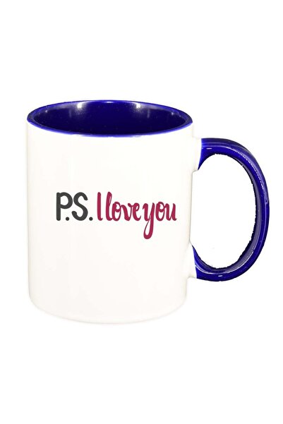 INOVATIX Персонализирана бяла чаша, Love, тъмносин интериор, D391, INOVATIX®....