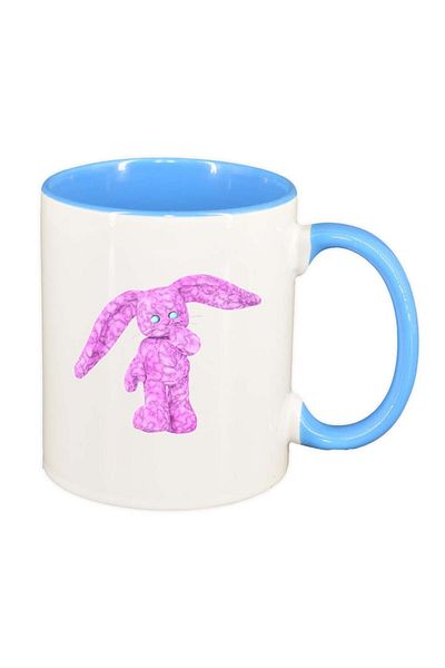 INOVATIX Personalized white mug, Pink Bunny, blue interior, D999, INOVATIX®. 330ml