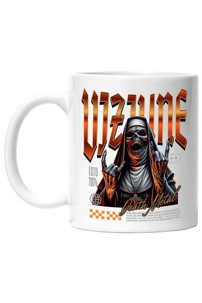 INOVATIX Personalized white mug, Vision - Death Metal Nun, INOVATIX®. 330ml