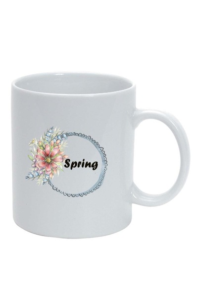 INOVATIX Cana alba personalizata, Flori, Spring, alb, D1036, INOVATIX®. 330ml