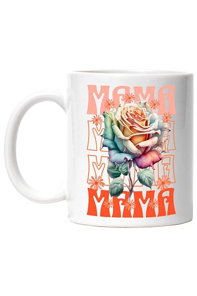 INOVATIX Personalized white mug, Multicolor Rose Mother, Woman Flowers Nature, INOVATIX®. 330ml