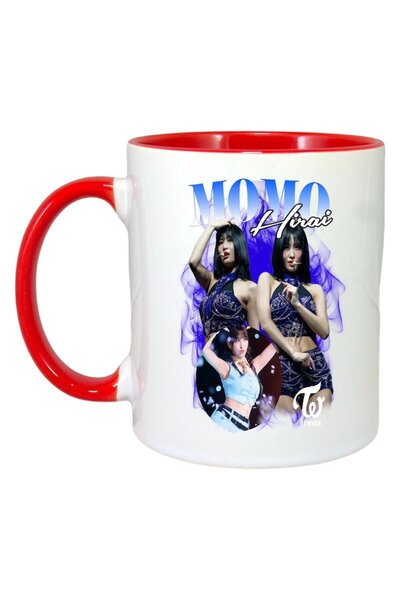 INOVATIX Cana Alba Personalizata, Formatia/trupa Momo 2, Maner Si Interior Rosu, ®. 330ml