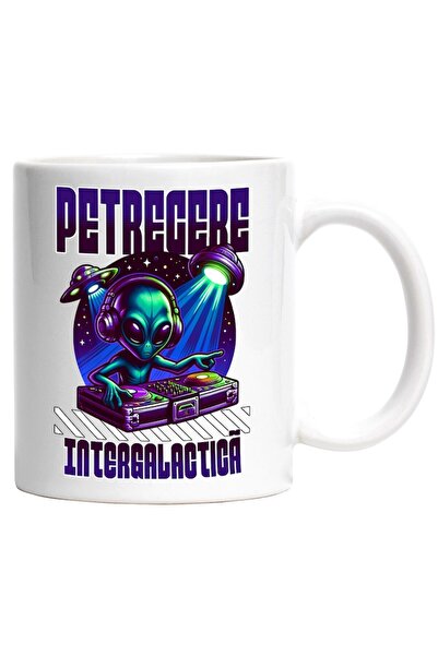 INOVATIX Cana alba personalizata, Petrecere intergalactica extraterestru dj m...