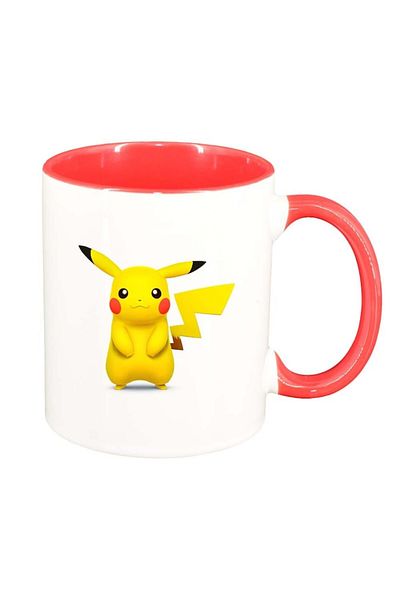 INOVATIX Personalized white mug, Pikachu, red interior, D319, INOVATIX®. 330ml