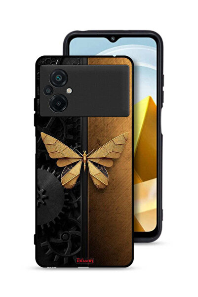 Tolwak Xiaomi Poco M5 4G Protective Case Cover Steel Butterfly