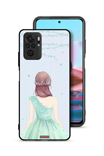 Tolwak Xiaomi Redmi Note 10 4G Protective Case Cover Cute Girl In Floral Dress