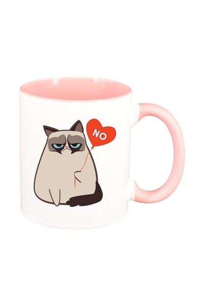 INOVATIX Cană albă personalizată, Meme - Funny Grumpy, interior roz, D1400, I...