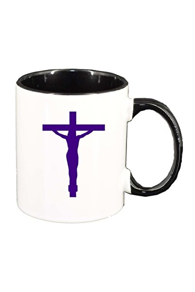 INOVATIX Персонализирана бяла чаша, Христос, черна вътрешност, D1095, INOVATI...