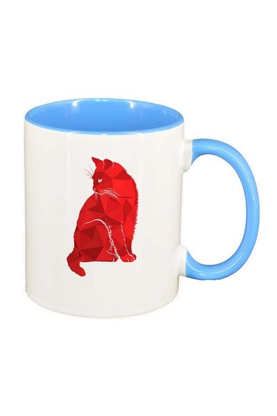 INOVATIX Personalized white mug, Colorful Cat, blue interior, D983, INOVATIX®. 330ml