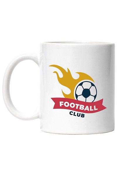 INOVATIX Personalized white mug, Football Club, Ball, Flame, Fire, Sport, INOVATIX®. 330ml