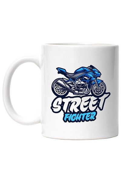 INOVATIX Personalized white mug, Message in English Street Fighter, Motorcycle, Sport, INOVATIX®. 330ml