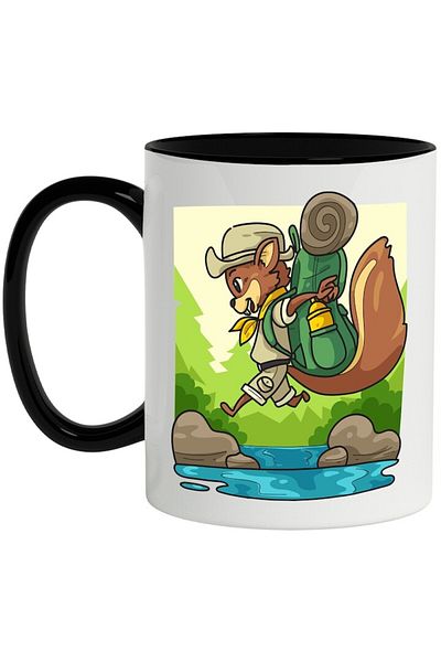 INOVATIX Personalized white mug, Squirrel, Gryffindor, Backpack, Rau, with Black Handle, INOVATIX®. 330ml