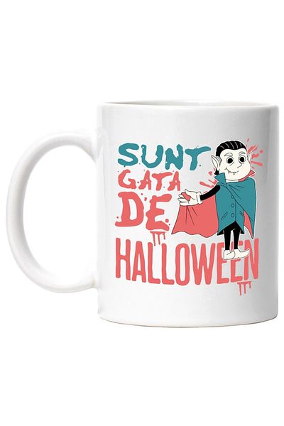 INOVATIX Personalized white mug, Dracula With Fangs And Cape I'm Ready For Halloween Horror, INOVATIX®. 330ml