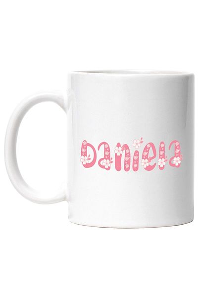 INOVATIX Personalized white mug, Name Daniela, Flowers, Colorful, Pink, Cute, INOVATIX®. 330ml
