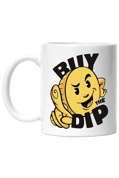 INOVATIX Personalized white mug, Message in English Buy The Dip, Coin, Finger, Hands, INOVATIX®. 330ml