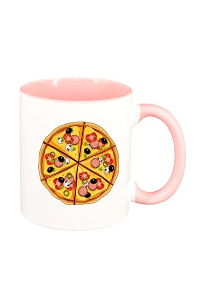 INOVATIX Cana alba personalizata, Pizza, interior roz, D410, INOVATIX®. 330ml