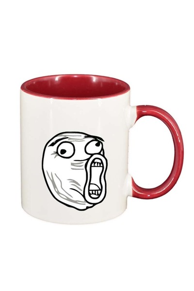 INOVATIX Cana alba personalizata, Meme, interior rosu, D135, INOVATIX®. 330ml