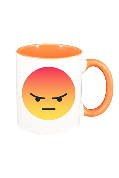 INOVATIX Cana alba personalizata, Emoji Angry, interior portocaliu, D29, INOV...