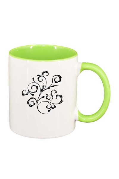 INOVATIX Cana alba personalizata, Model Floral, interior verde deschis, D281,...