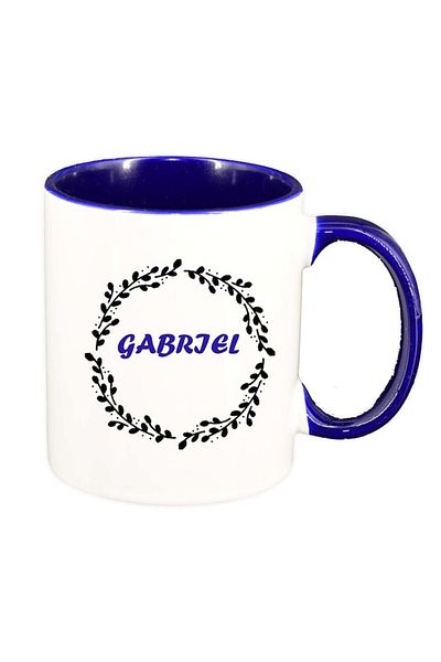 INOVATIX Personalized white mug, Name, dark blue interior, D1078, INOVATIX®. 330ml