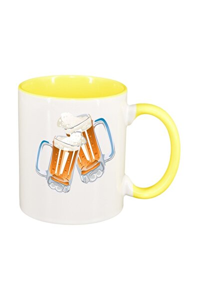 INOVATIX Cana alba personalizata, Beer, interior galben, D416, INOVATIX®. 330ml