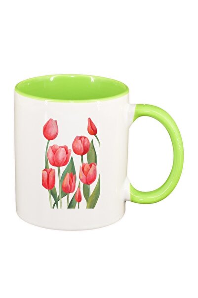 INOVATIX Cana alba personalizata, Red Roses, interior verde deschis, D1374, I...