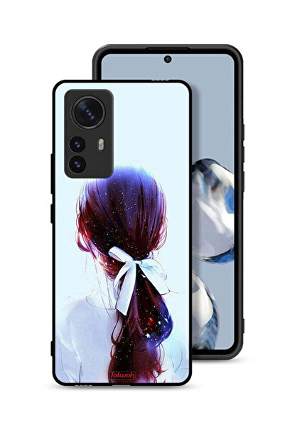 Tolwak غطاء حماية لهاتف Xiaomi 12 بتصميم ربطة شعر مع رباط شعر وفن فتاة