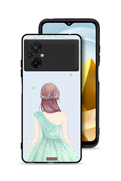 Tolwak Xiaomi Poco M5 4G Protective Case Cover Cute Girl In Floral Dress