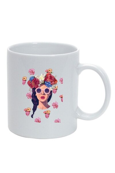 INOVATIX Cana albă personalizată, Flori pentru femei, albină, D1473, INOVATIX...