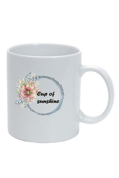 INOVATIX Personalized white mug, Flowers, Cup of sunshine, white, D1037, INOVATIX®. 330ml